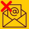 An icon showing an email with a red cross in the corner.